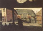 Cornelis van Dalem Farmyard with a Beggar (mk05) oil painting